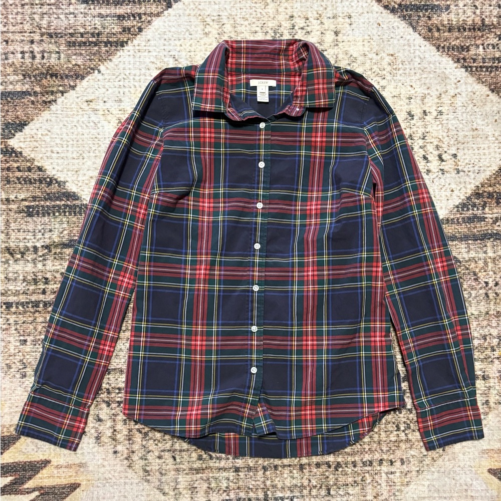 J.Crew Perfect Stewart Christmas Plaid Collared Button Down size 4